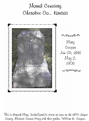 Mary Cooper headstone page